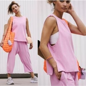 FREE PEOPLE - New With Tags - XS Hot Shot Relaxed Tank Top / Pants Set PINK